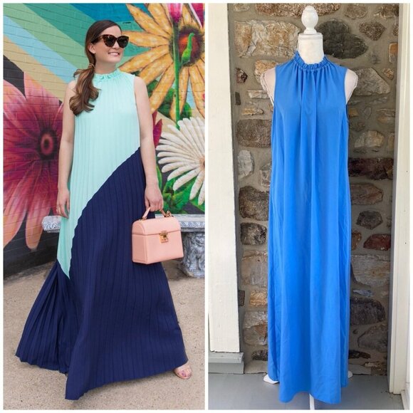 Sail to Sable Ruffle Neck Emma Maxi Dress Hydrandea Blue $248 Women’s XL - Picture 1 of 12